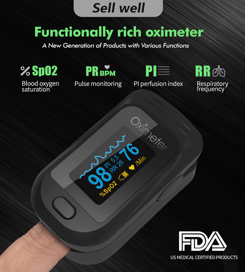 Finger pulse oximeter is a small, handheld device that measures the oxygen saturation level in blood (SpO2) and heart rate. It works by shining a red and infrared light through your fingertip.