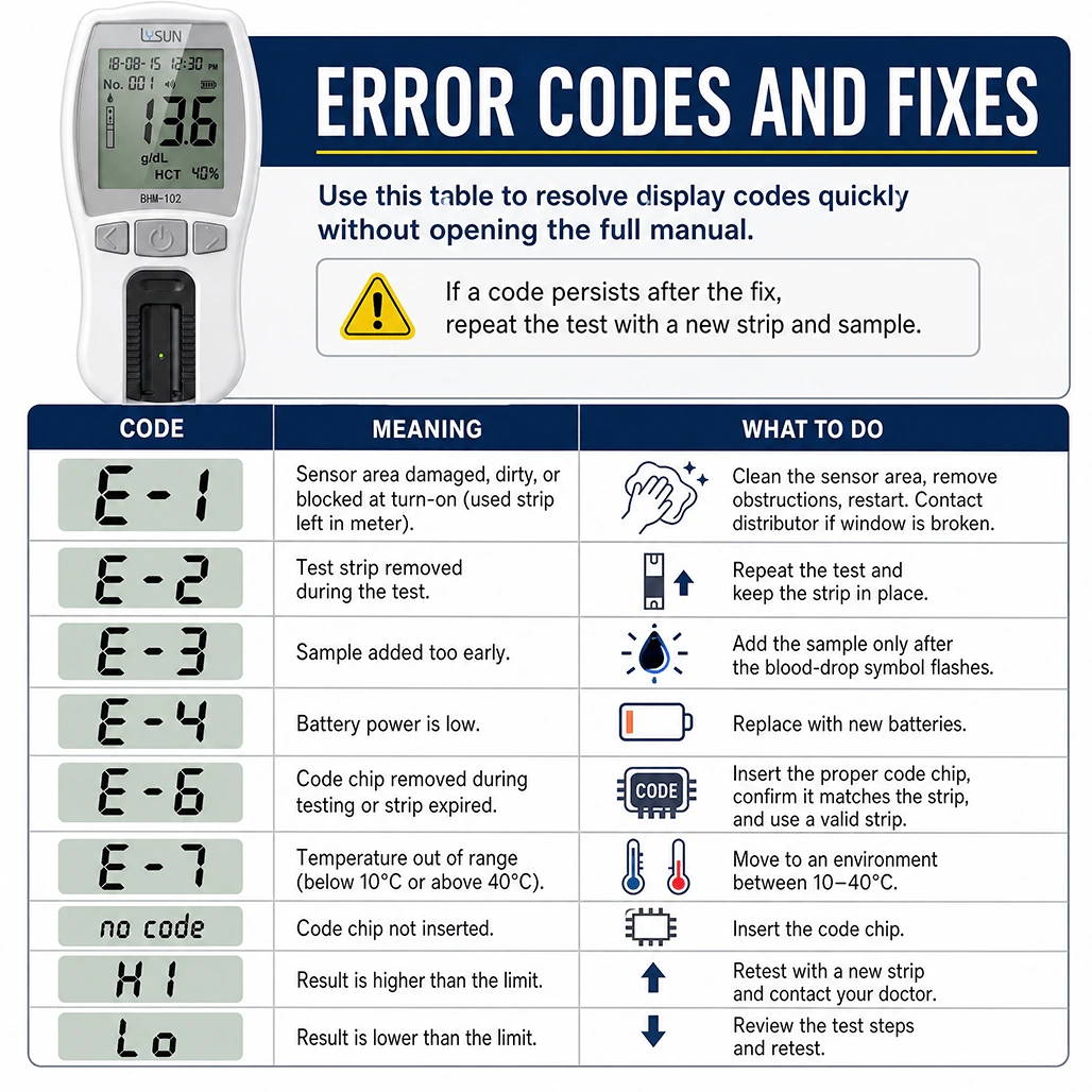 BHM-102 Hemoglobin Meter Error Code Fix